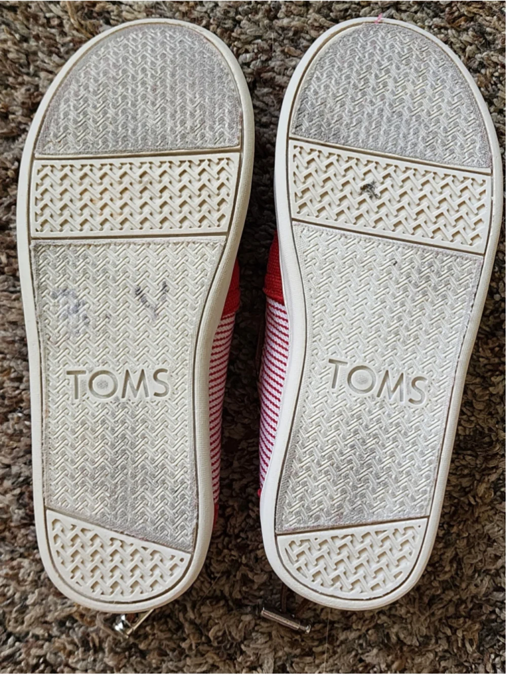 TOMS Youth 13 Bimini‎ Nautical Red Striped Canvas Slip On Shoes